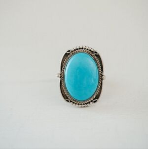 Goldie Lew Sydney Sterling Silver Ring with Bright Turquoise Cabochon